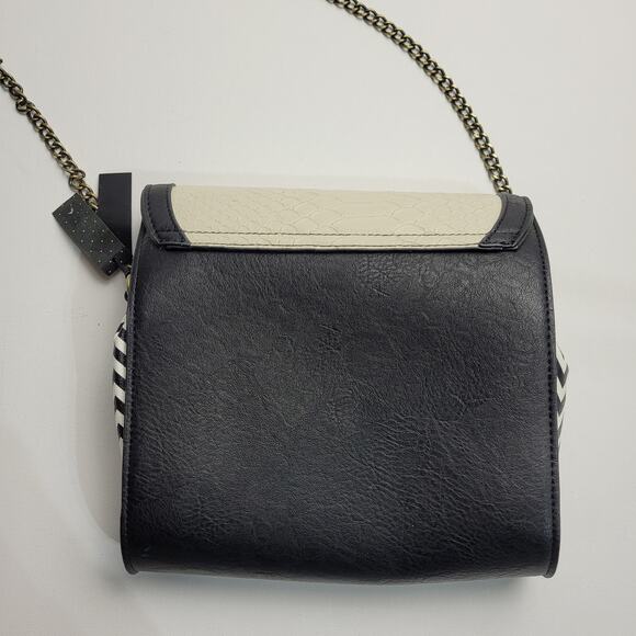 NWT Crossbody Bag Purse Textured Black White Detachable Chain Strap Small - Picture 3 of 13